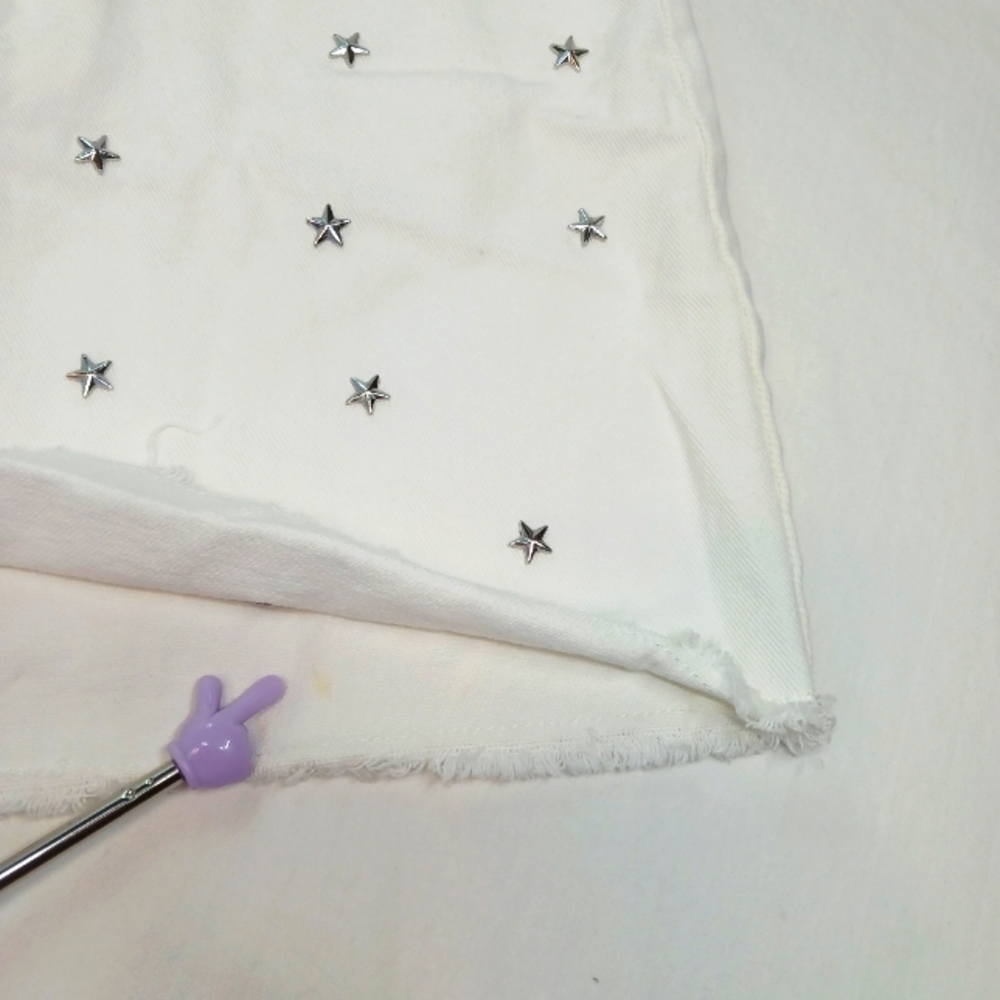 Cotton On Western  Mini Skirt w/ Star Details – Frayed Hem & Front Slit sz 2 - Picture 6 of 7